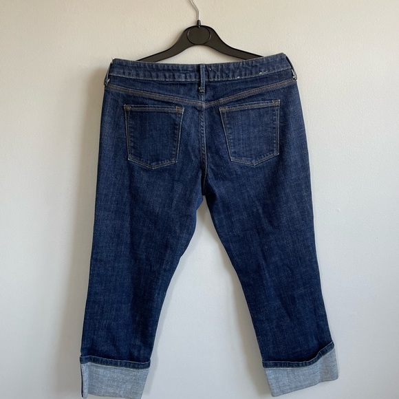 BANANA REPUBLIC CROPPED DENIM JEANS DARK BLUE CUFFED POCKETS ZIPPER CAPRI - Picture 4 of 12